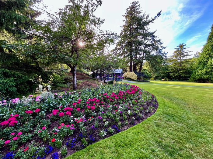 Walled garden paths and Garry Oak groves at Government House, Victoria